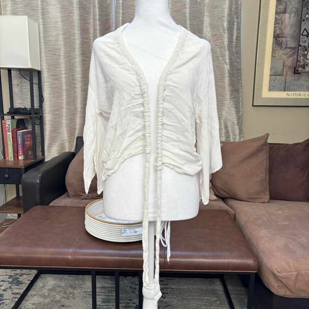 Lilyful white ruched blouse with tie detail, flaws in pics